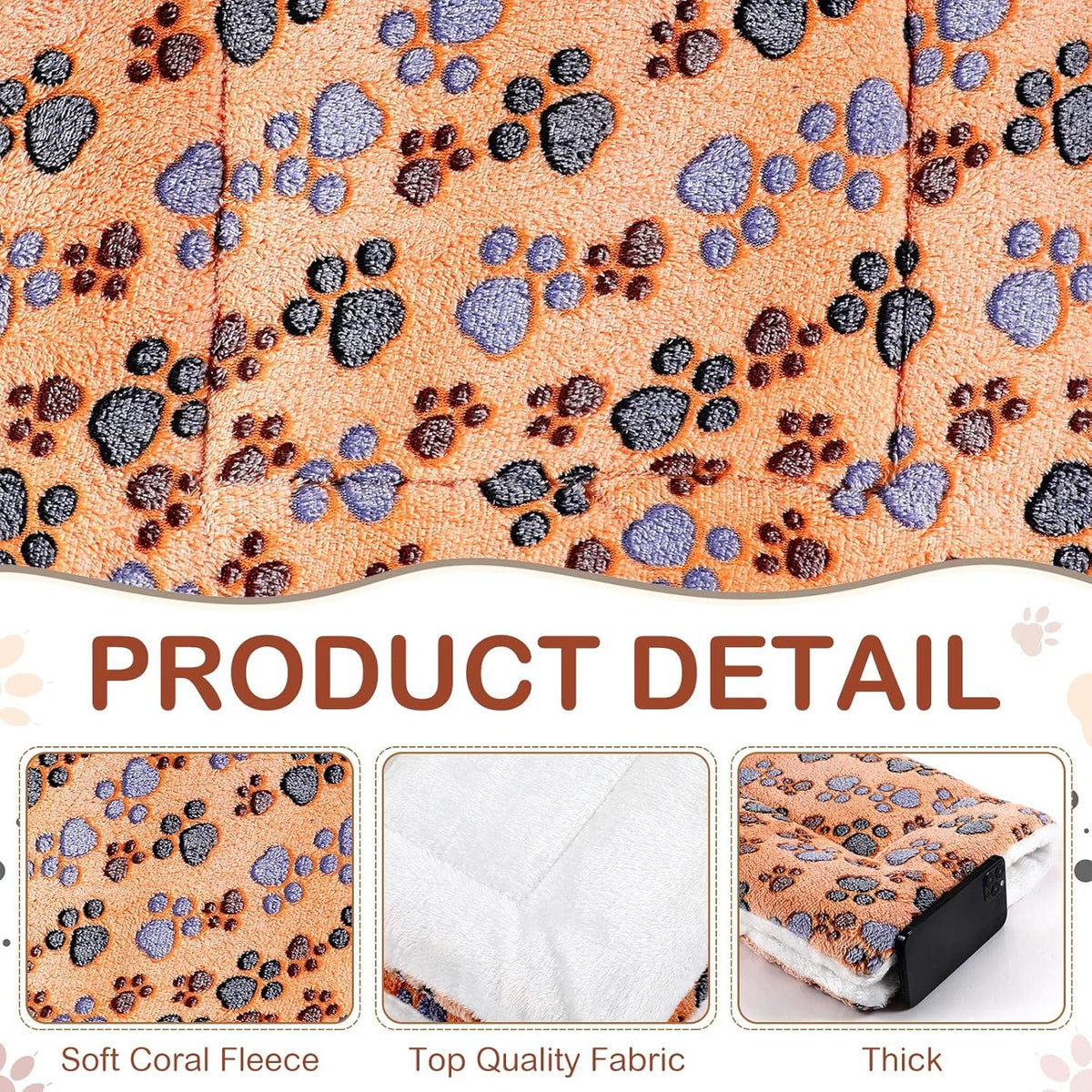 4 Pack Ultra Soft Dog Cat Bed Mat with Cute Prints Reversible Fleece Dog Crate Kennel Pad Cozy