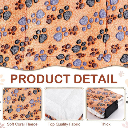 4 Pack Ultra Soft Dog Cat Bed Mat with Cute Prints Reversible Fleece Dog Crate Kennel Pad Cozy