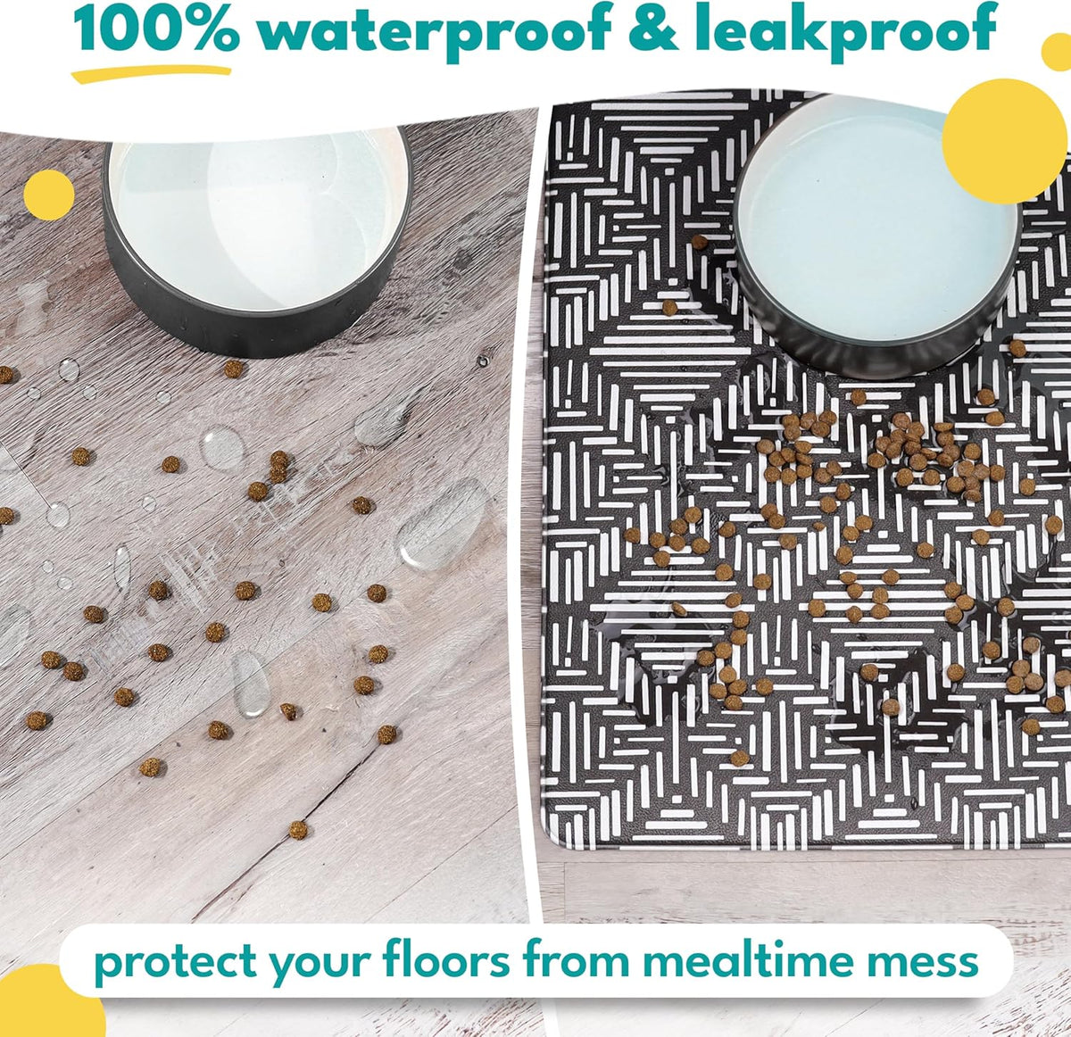 NALALAS Large Dog Mat for Food and Water, Cat Feeding Mat | Large Waterproof Dog Bowl Mat |