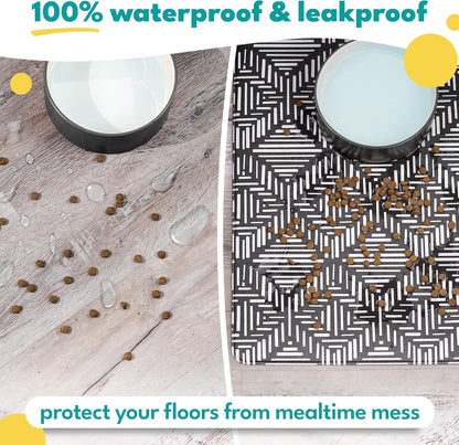NALALAS Large Dog Mat for Food and Water, Cat Feeding Mat | Large Waterproof Dog Bowl Mat |
