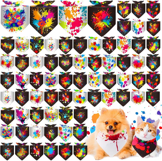 Reginary 72 Packs 4th of July Dog Bandanas Bulk America Flag Patriotic Pet Bandanas Triangle Scarf