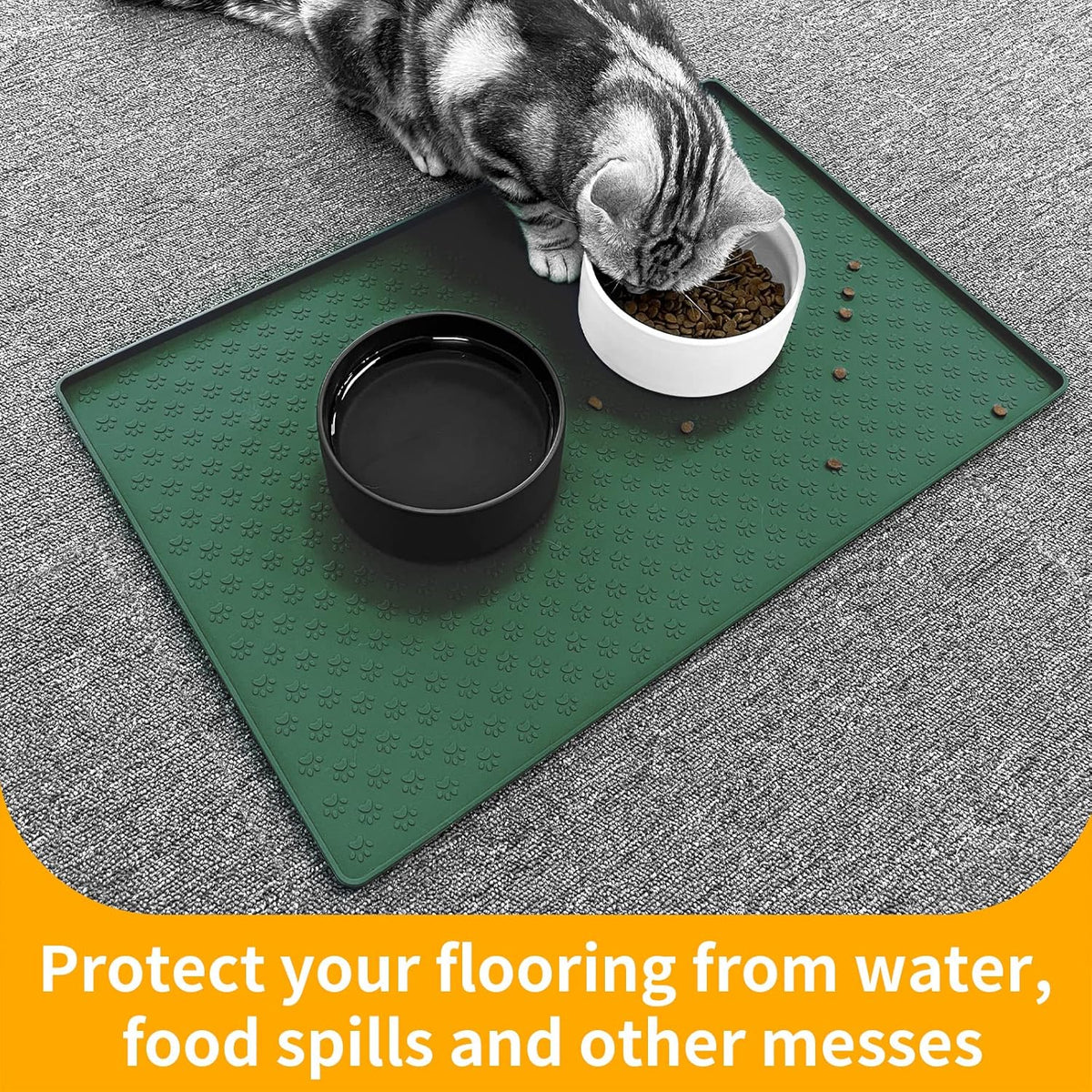 Ptlom Pet Placemat for Dog and Cat, Waterproof Silicone Pet Feeding Bowl Mats for Food and Water