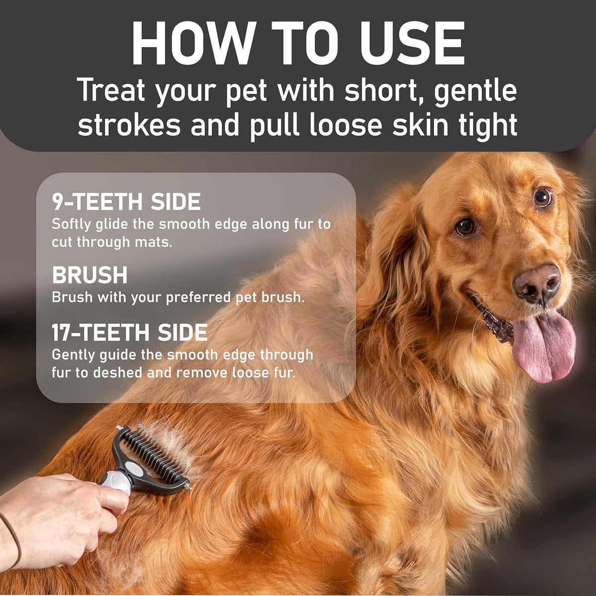 Maxpower Planet Pet Grooming Brush - Double-Sided Undercoat Rake for Dogs and Cats, Extra Wide