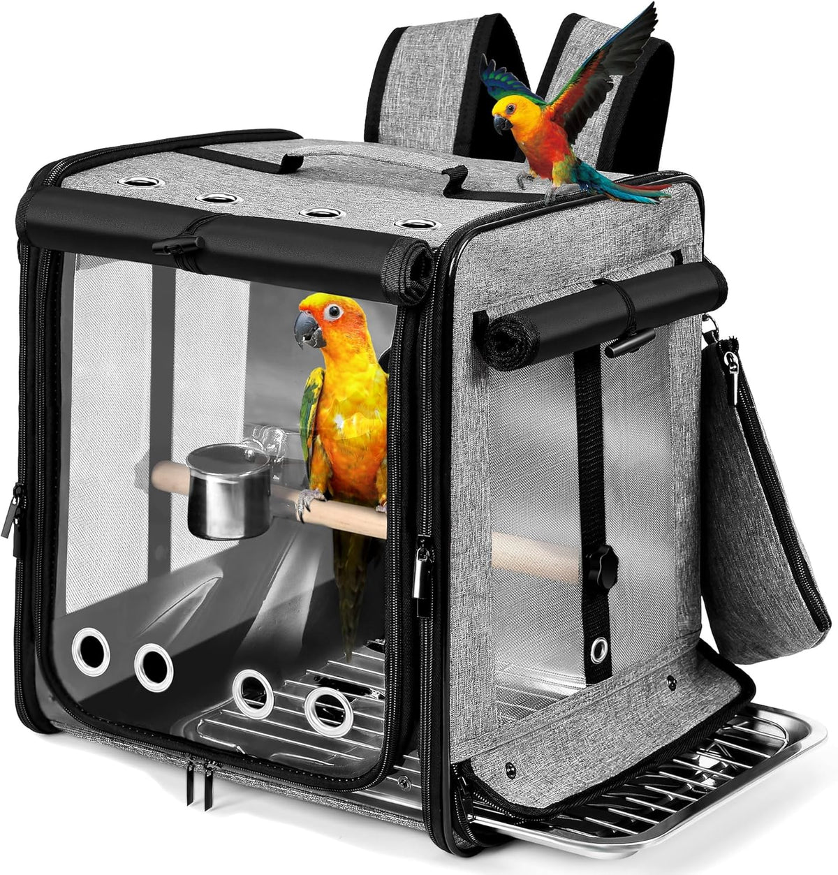 Suertree Bird Carrier with Seat Belt for Car Travel, Bird Backpack Carrier with Indestructible