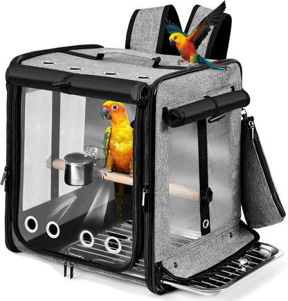Suertree Bird Carrier with Seat Belt for Car Travel, Bird Backpack Carrier with Indestructible