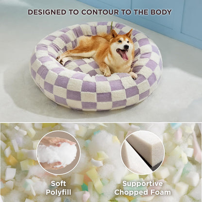 LE SURE Donut Large Dog Bed - Round Cat Beds for Indoor Anti-Anxiety Calming Pet Beds, Washable