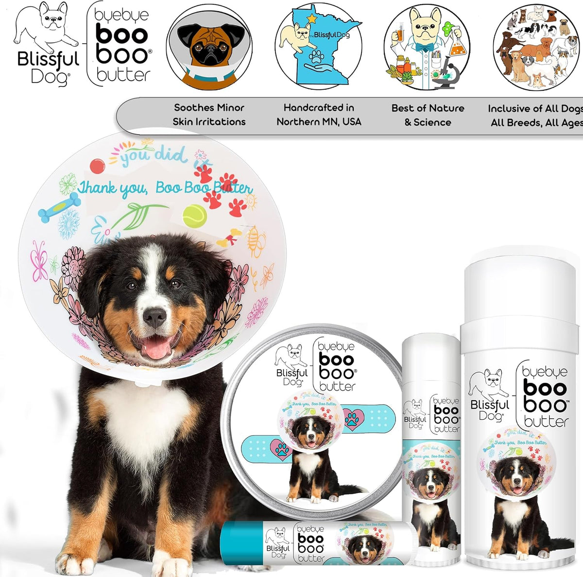 The Blissful Dog 1 oz TIN Bernese Mountain Dog Booboo Butter