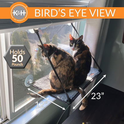 K&H Pet Products EZ Mount Cat Window Perch for Large Cats, Sturdy Kitty Sill Window Hammock Bed