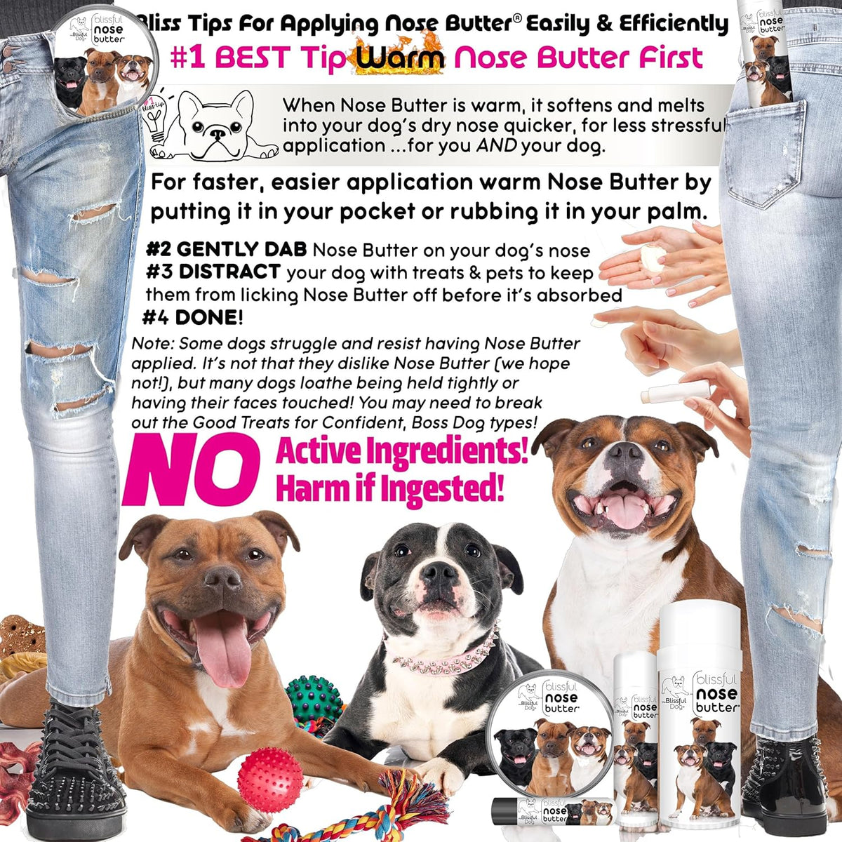 The Blissful Dog Staffordshire Bull Terrier Nose Butter for Dry, Cracked Skin, Lick-Safe Dog Nose