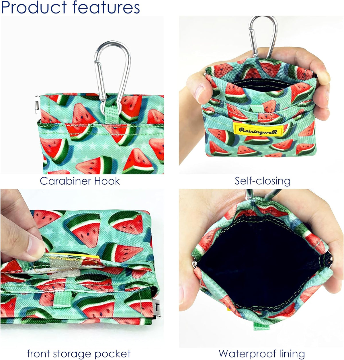 Dog Treat Pouch,Cotton Pocket Sized Training Holder, Hand Free Walking Funny Bag with Carabiner