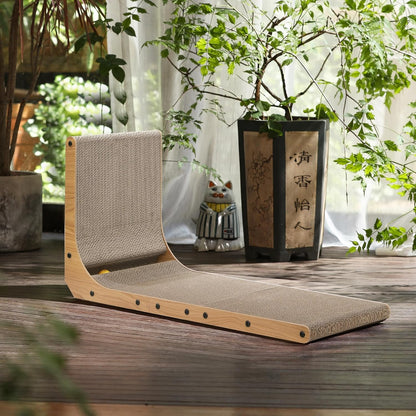 FUKUMARU Cat Scratcher, 32.7 Inch L Shape Cat Scratch Pad Wall Mounted, Cat Scratching Cardboard