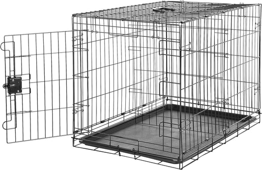 Amazon Basics Durable, Foldable, Collapsible, Portable Metal Wire Dog Crate with Tray, Single Door