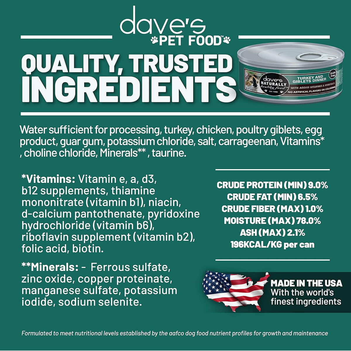 Dave's Pet Food Grain Free Wet Cat Food Gravy (Turkey & Giblets Dinner in Gravy), Made in USA