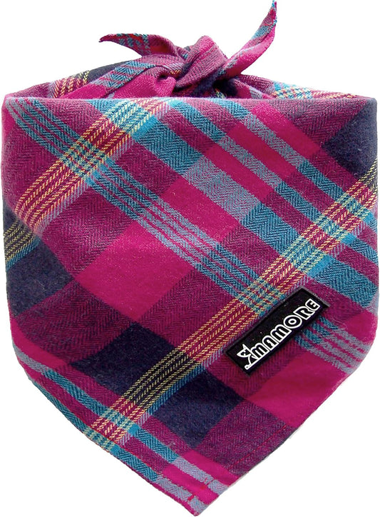 Adjustable Plaid Dog Bandanas,1PC Soft Washable Cotton Triangle Bib Kerchief Scarfs for Small