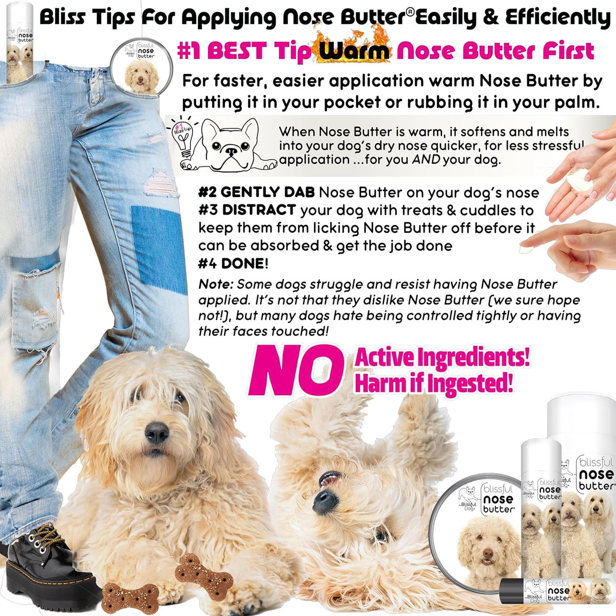 The Blissful Dog Goldendoodle Nose Butter, Versatile Dog Nose Balm for Dry Nose, Handcrafted Nose