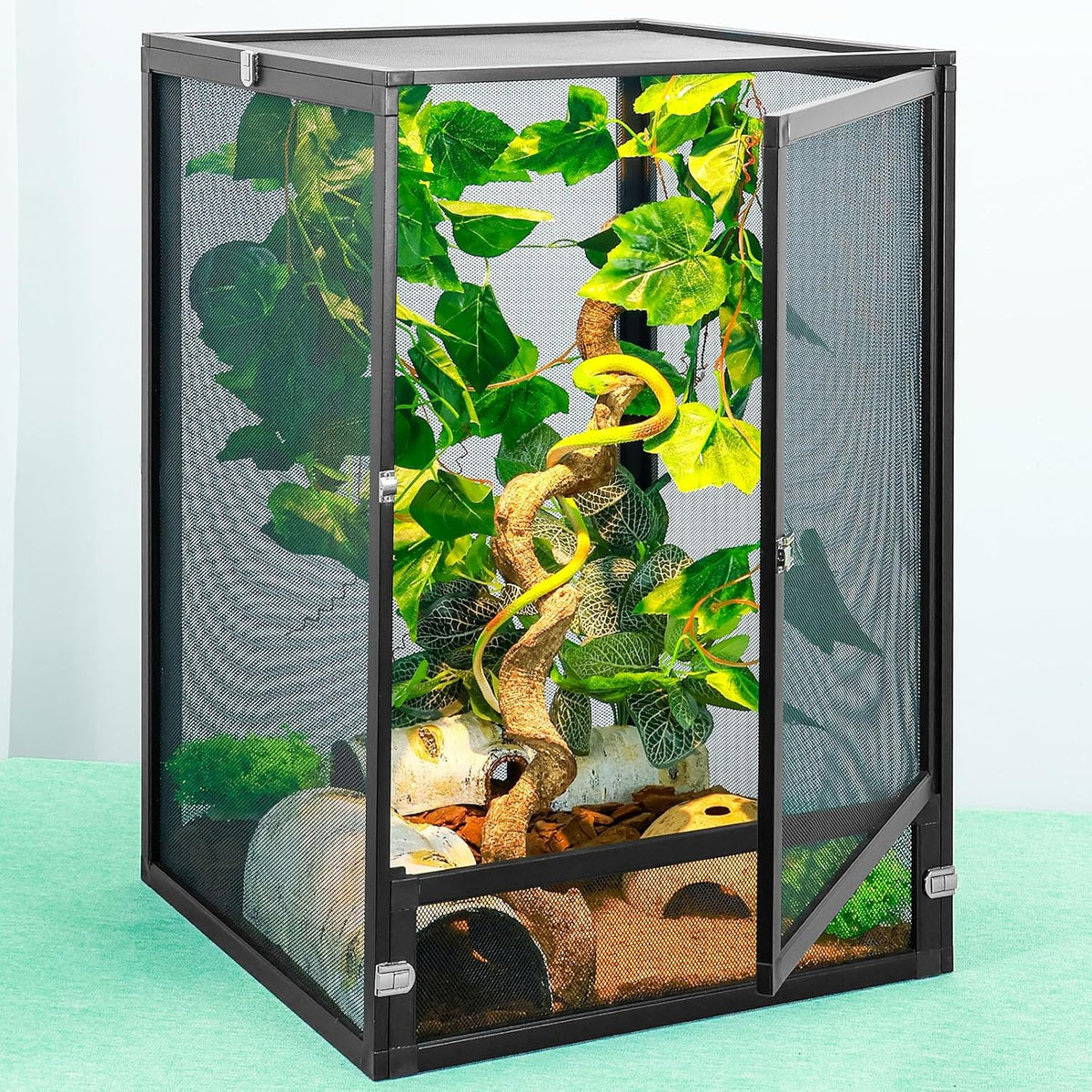 33 Gal Detachable and Foldable Reptile Butterfly Cage Terrarium, 360° Observation, Airflow