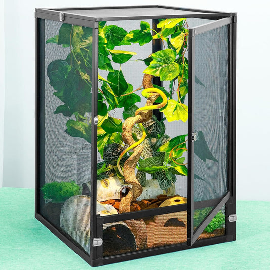 33 Gal Detachable and Foldable Reptile Butterfly Cage Terrarium, 360° Observation, Airflow