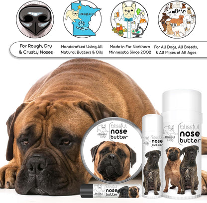 The Blissful Dog Bullmastiff Nose Butter for Dry, Cracked Skin, Lick-Safe Dog Nose Balm with