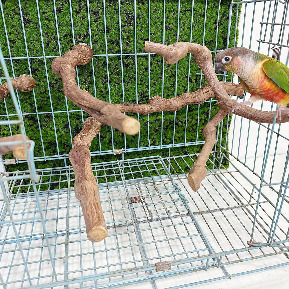 Allazone 5 PCS Natural Grape Stick Perch Swing Chewing Toys for Parrot Cages, Cockatiels