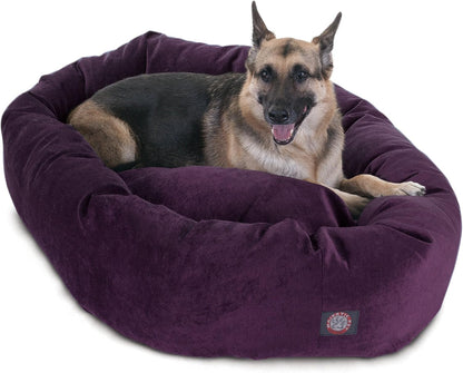 Majestic Pet 52 Inch Micro Velvet Calming Dog Bed Washable 52x35x11 (inch) – Cozy Soft Round Donut