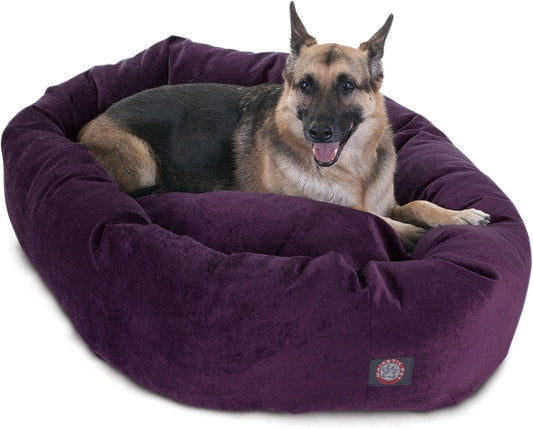 Majestic Pet 52 Inch Micro Velvet Calming Dog Bed Washable 52x35x11 (inch) – Cozy Soft Round Donut