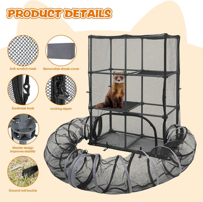Catio Outdoor Cat Enclosure for Cats & Small Animals, Pet Playpen Cat Climber with Removable Pet
