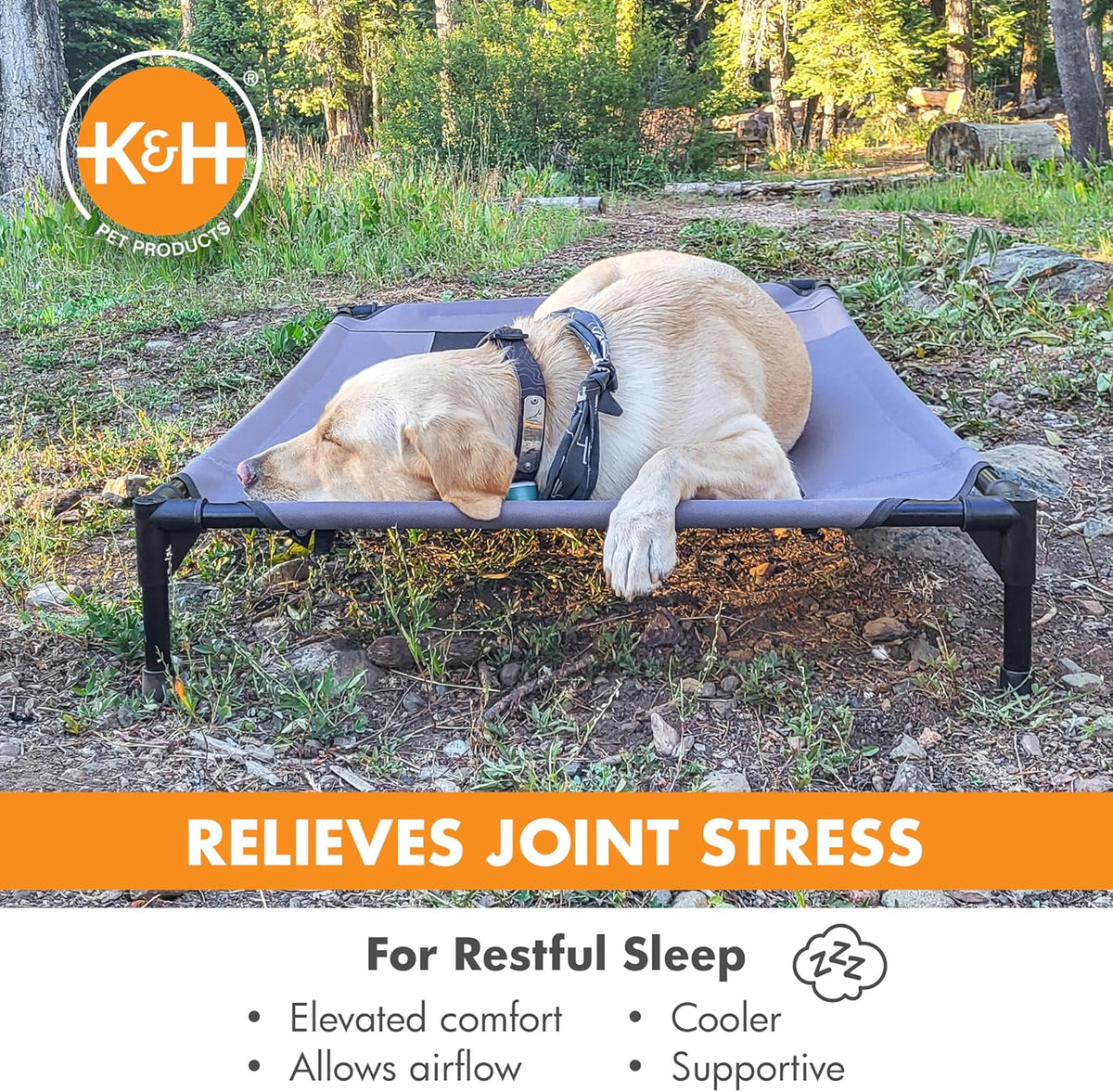 K&H Pet Products Outdoor Elevated Dog Cot, Breathable Cooling Elevated Cot Hammock Pet Bed for