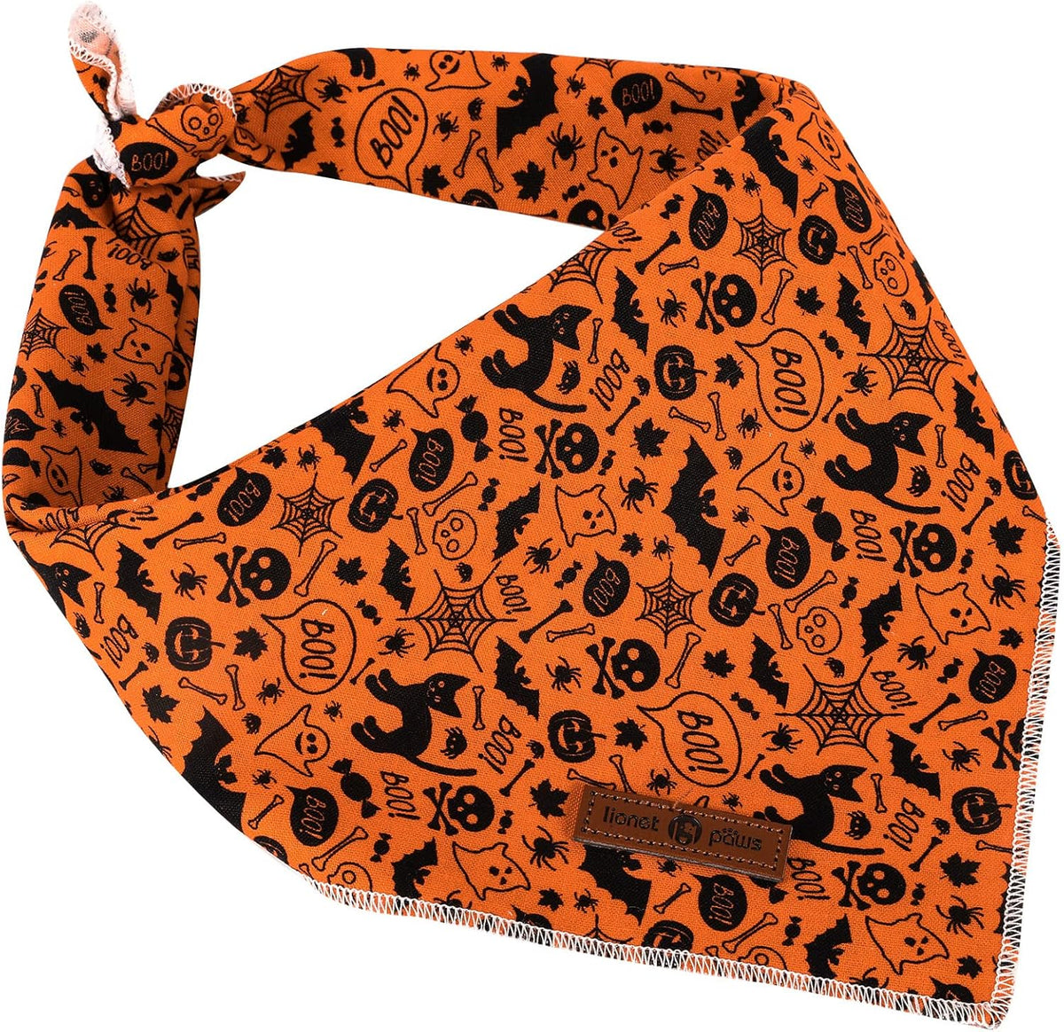 Lionet Paws Halloween Dog Bandana,Fabric Black Bat Dogs Kerchief for Medium Large Dogs,Dog Cotton