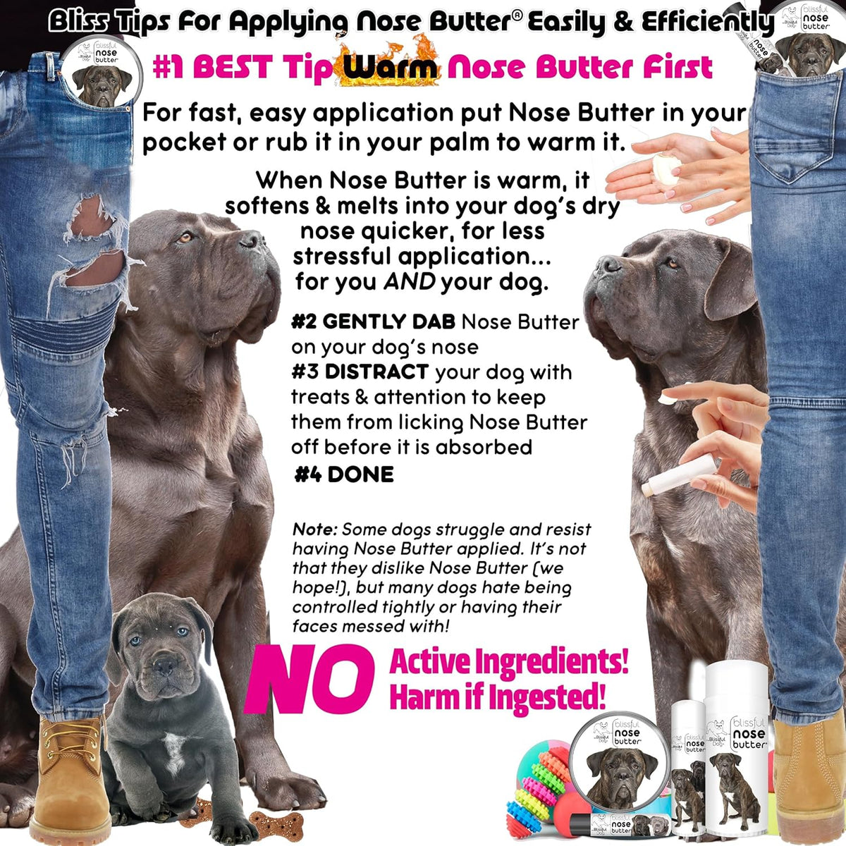 The Blissful Dog Cane Corso Nose Butter for Dry, Cracked Skin, Lick-Safe Dog Nose Balm with