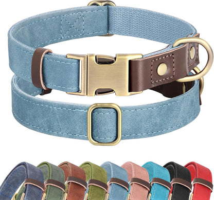 Didog Soft PU Leather Dog Collars for Medium Dogs,Classic Adjustable Dog Collars with Quick Release