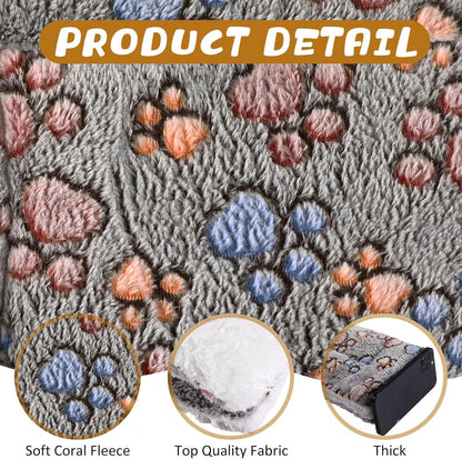 4 Pack Ultra Soft Dog Cat Bed Mat with Cute Prints Reversible Fleece Dog Crate Kennel Pad Cozy