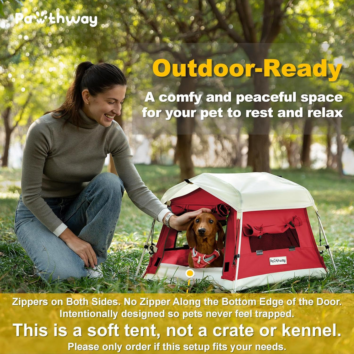 Dog Tent Cotton Fabric, Aluminum Poles and Camping Mat, Outdoor Weatherproof, Dog House Outdoor