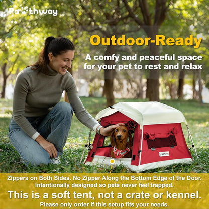 Dog Tent Cotton Fabric, Aluminum Poles and Camping Mat, Outdoor Weatherproof, Dog House Outdoor