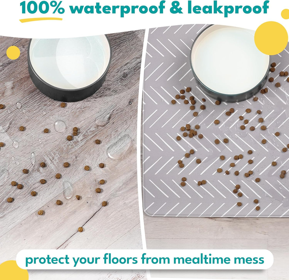 NALALAS Large Dog Mat for Food and Water, Cat Feeding Mat | Large Waterproof Dog Bowl Mat |