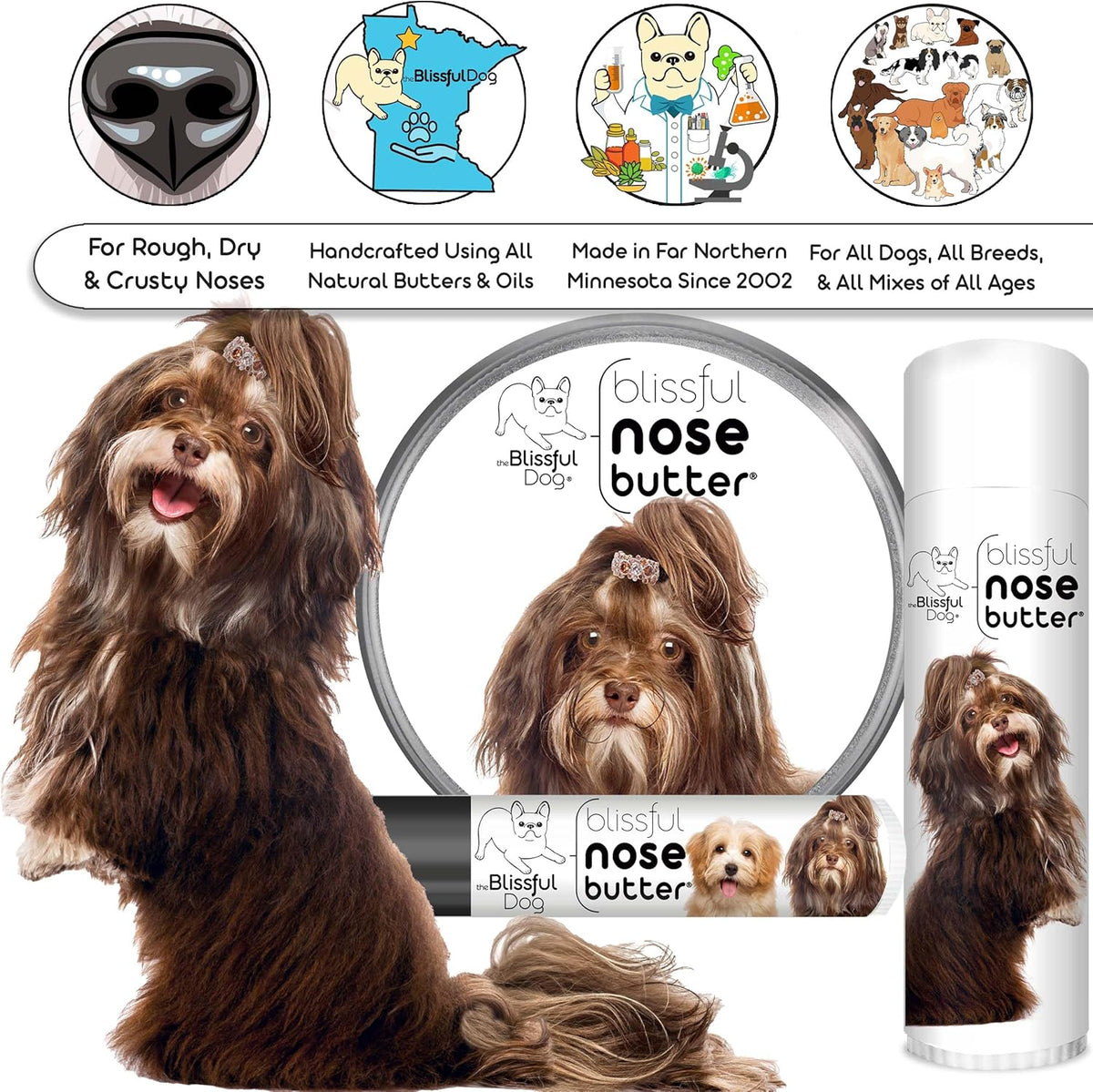 The Blissful Dog Havanese Unscented Nose Butter - Dog Nose Butter, 1 Ounce
