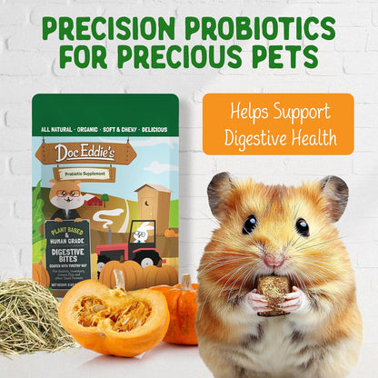 DOC EDDIE'S Digestive Bites - Plant-Based Small Animal Treats for Rabbits, Guinea Pigs, Hamsters