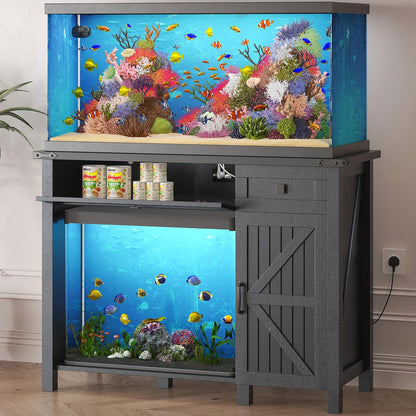 40 Gallon Aquarium Stand With Charging Station, Farmhouse Fish Tank Stand, Reptile Tank Stand