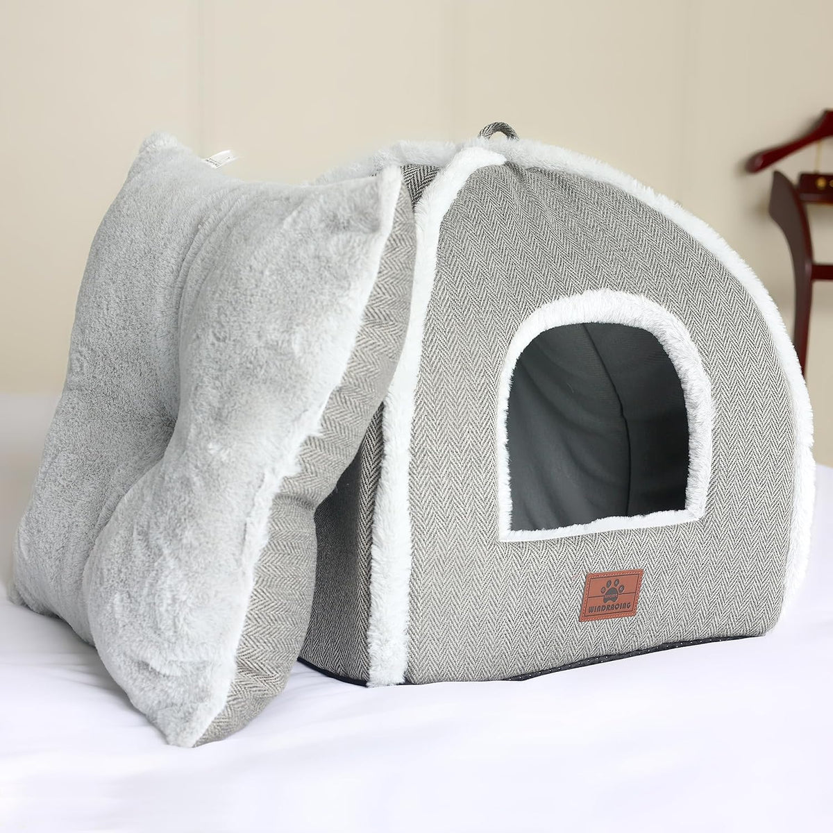 Cat Bed for Indoor Cats - Cat Cave Bed Cat House Cat Tent with Removable Washable Cushioned Pillow