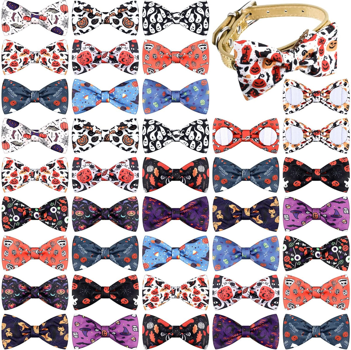 16 Pieces Dog Bow Ties Slide Dog Collar Bows Summer Hawaiian Styles Dog Collar Attachment Bows with