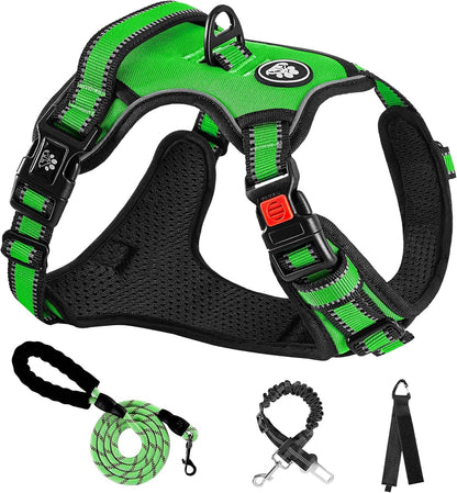 NESTROAD No Pull Dog Harness,Adjustable Oxford Dog Vest Harness with Leash,Reflective No-Choke Pet