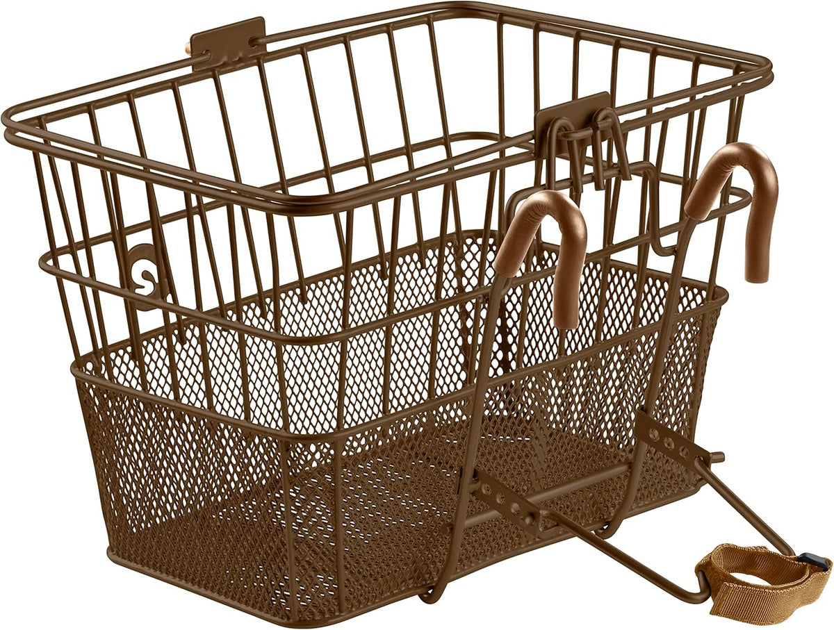 Retrospec Apollo Detachable Front Bike Basket Steel Half-Mesh with Integrated Detachable Hooks and