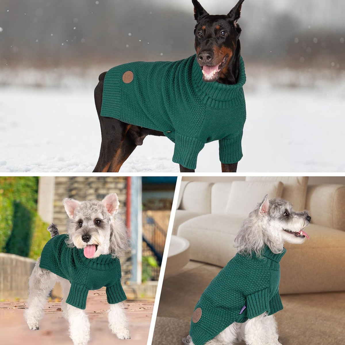 cyeollo Dog Sweater Pullover Turtleneck for Large Dogs, Classic Knitwear Fall Winter Cold Weather