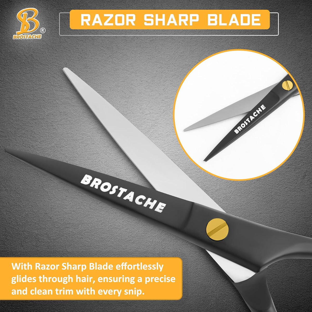 5” Professional Beard and Mustache Scissors, German Steel Beard Scissors Come with Mustache Comb