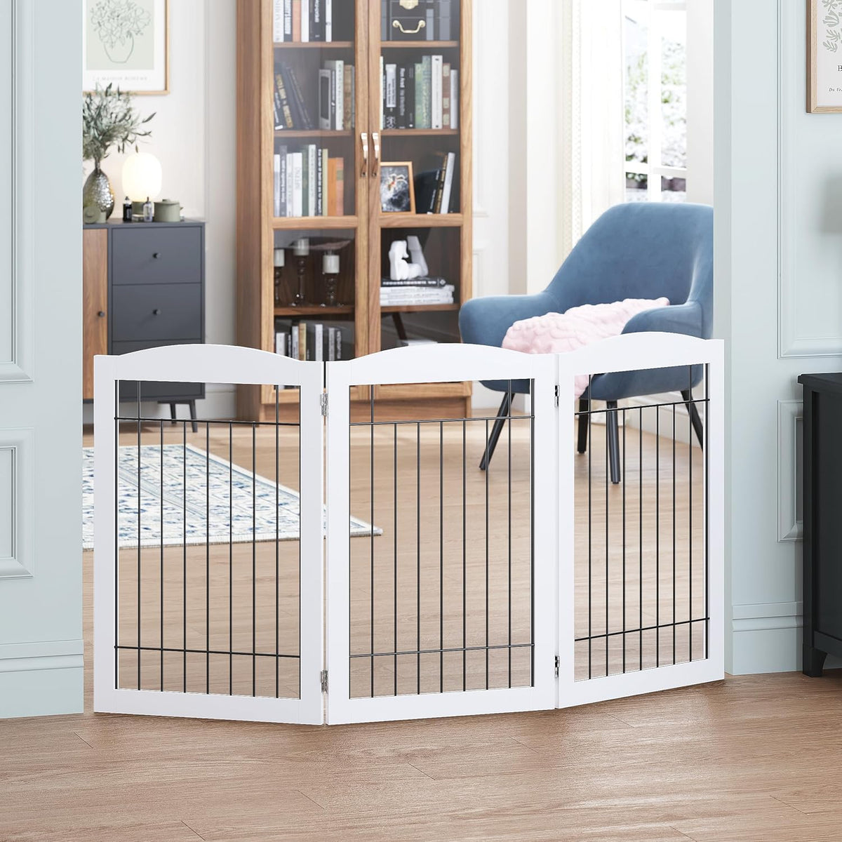 Spirich Freestanding Wire Pet Gate for Dogs, 60 inches Extra Wide, 30 inches Tall Dog Gate for The
