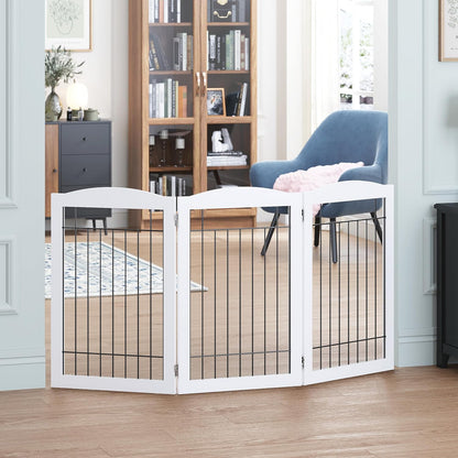 Spirich Freestanding Wire Pet Gate for Dogs, 60 inches Extra Wide, 30 inches Tall Dog Gate for The