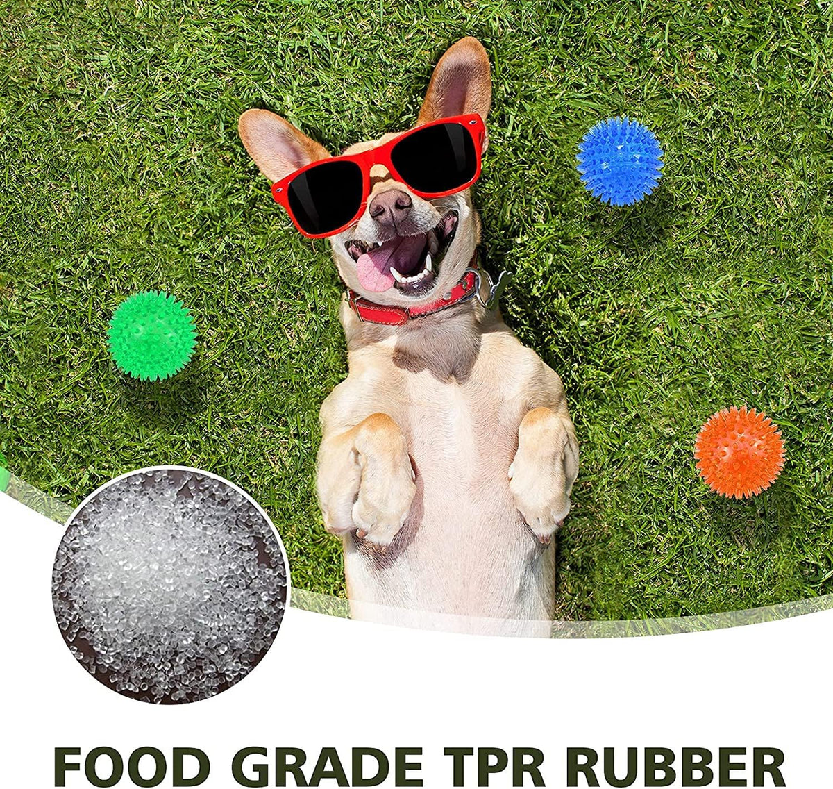 petizer 6 Pack 2.5” Squeaky Dog Toy Balls, Floating Dog Pool Balls, Spiky Dog Balls, Durable