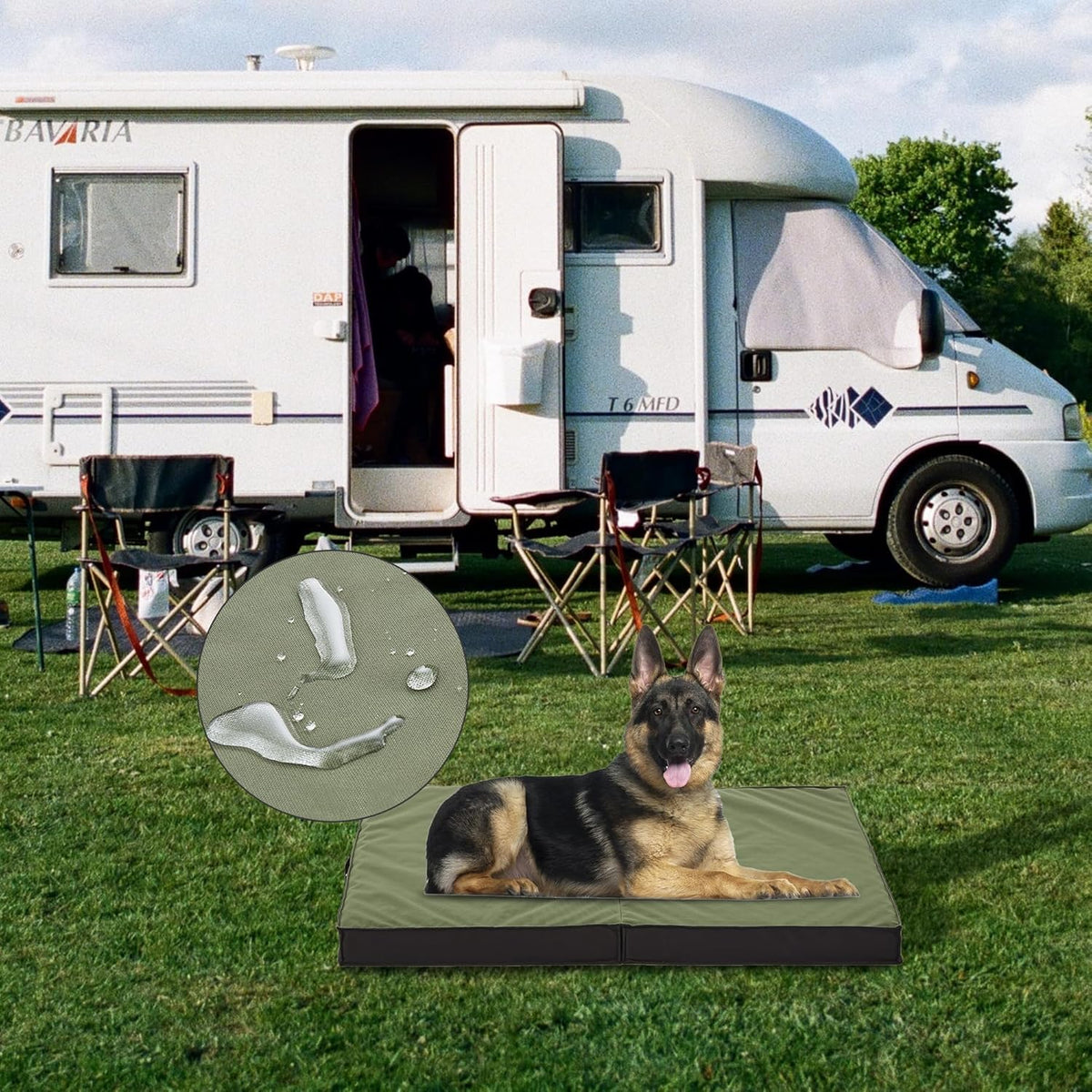 Outdoor Dog Bed - Waterproof, Portable, Foldable, Cooling, Orthopedic for Large Dogs - 35" All