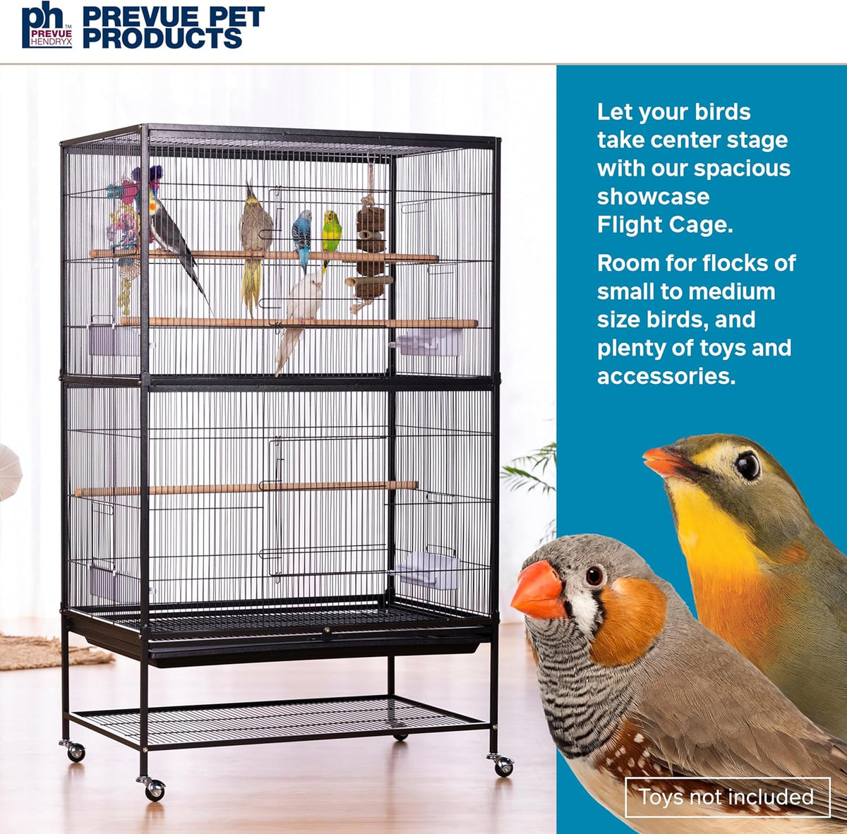 Prevue Pet Products Wrought Iron Flight Cage with Stand F040 Black Bird Cage, 31-Inch by