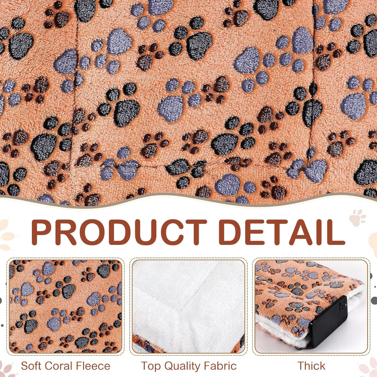 4 Pack Ultra Soft Dog Cat Bed Mat with Cute Prints Reversible Fleece Dog Crate Kennel Pad Cozy