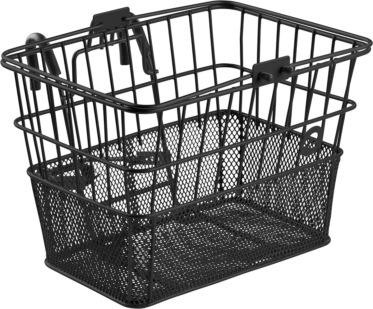 Retrospec Apollo Detachable Front Bike Basket Steel Half-Mesh with Integrated Detachable Hooks and